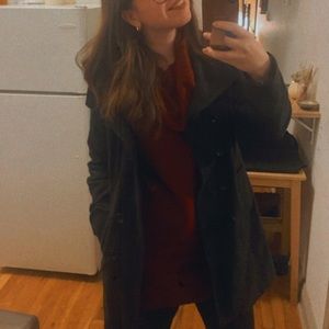 Long cozy cowl-neck tunic sweater
